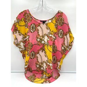 Victoria's Secret Silk Pattern Vintage Blouse Light Weight Top Scoopneck Shirt